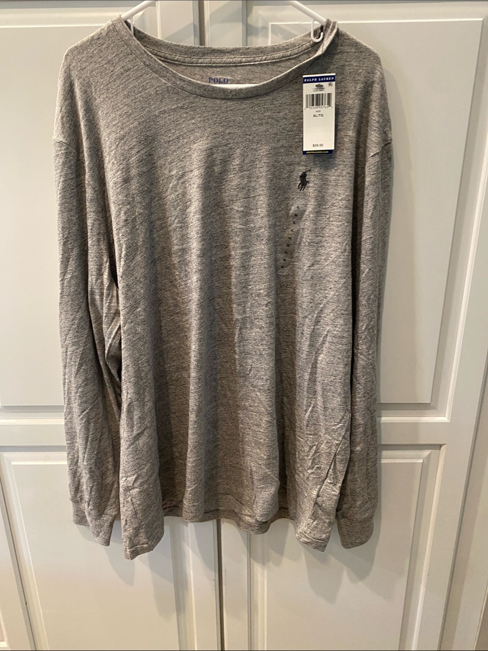 Polo by Ralph Lauren Long-Sleeve Crewneck Shirt - Heather Gray Mens NWT